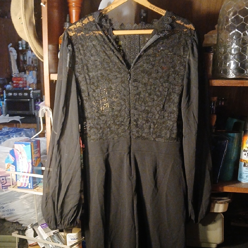 Chic Black Lace Long Sleeve Dress